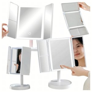 Lusterko kosmetyczne Lumarko Lusterko kosmetyczne podświetlane Led, rozkładane, powiększenie x2 i x3 2