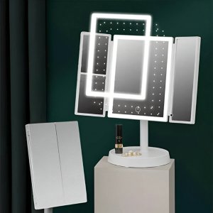 Lusterko kosmetyczne Lumarko Lusterko kosmetyczne podświetlane Led, rozkładane, powiększenie x2 i x3 3