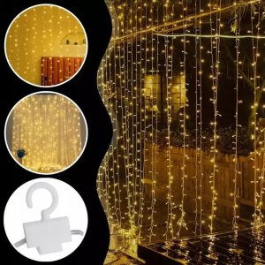 ExtraLink Extralink | Kurtyna świetlna LED | 3x3m, 300x LED, biały ciepły, sople wewnętrzne, girlanda 2