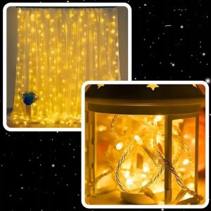 ExtraLink Extralink | Kurtyna świetlna LED | 3x3m, 300x LED, biały ciepły, sople wewnętrzne, girlanda 4