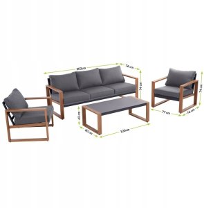 kontrast Zestaw Mebli Ogrodowych DUISBURG Sofa Fotel Stolik ANTRACYT / BRĄZOWY 11