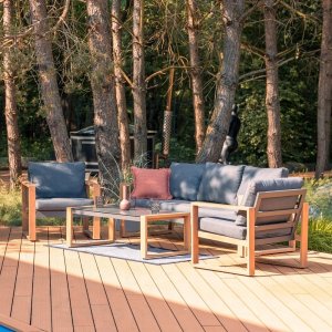 kontrast Zestaw Mebli Ogrodowych DUISBURG Sofa Fotel Stolik ANTRACYT / BRĄZOWY 2