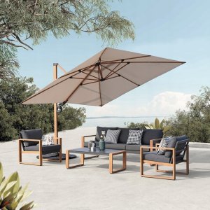 kontrast Zestaw Mebli Ogrodowych DUISBURG Sofa Fotel Stolik ANTRACYT / BRĄZOWY 3