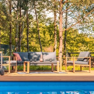 kontrast Zestaw Mebli Ogrodowych DUISBURG Sofa Fotel Stolik ANTRACYT / BRĄZOWY 4