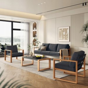 kontrast Zestaw Mebli Ogrodowych DUISBURG Sofa Fotel Stolik ANTRACYT / BRĄZOWY 5