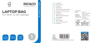 Torba Deltaco Torba na laptop 15,6–16 cali DELTACO wykonany z przetworzonego poliestru czarny NV-806-R 1903234 2
