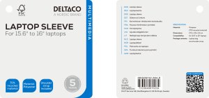 Torba Deltaco Pokrowiec na laptopa 15,6–16 cali DELTACO, wykonany z przetworzonego poliestru, czarny / NV-804-R / 1903232 3