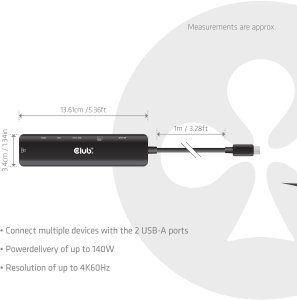 Stacja/replikator Club 3D CLUB3D CSV-2555 stacja dokująca Przewodowa Czarny 3