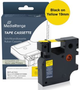 MediaRange Taśma do pisania Komp. Dymo 19mmx7m czarny/żółty 2