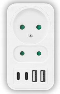 LTC Rozgałęźnik sieciowy: 1 gniazdo okrągłe z uz.+ 1 gniazdo płaskie + 2x USB + 2x USB-C, 3,1A, biały 7