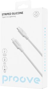Proove kabel Striped Silicone USB-C - Lightning 1m 3A biały 2