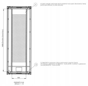 Szafa Sabaj RACK 19" Stojąca 32U 800x890, Drzwi Perforowane 3