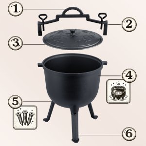 Berdsen Kociołek żeliwny 8l garnek myśliwski pieczonki na ognisko grill BD-482 348200 5