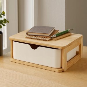 Bathroom Solutions Organizer z szufladą VAKKO, bambus i melamina, 19,5 x 14,8 cm 2