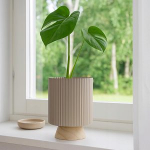 ProGarden Metalowa doniczka z drewnianą podstawką STÖDA, 18 x 23 cm 4