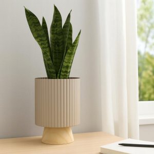 ProGarden Metalowa doniczka z drewnianą podstawką STÖDA, 18 x 23 cm 5