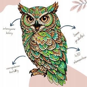 Mruu&Pruu Puzzle Drewniane Sowa 430 el. Puzzle sowa Puzzle drewniane ptak Mądra Sowa 2