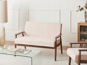 Beliani Sofa dla 2 osób ESRUM Boucle Ciemny brąz/ beżowy 2