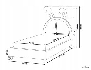 Beliani Łóżko dziecięce Królik Welur LALLIAS 90 x 200 cm Beżowy 3