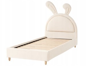 Beliani Łóżko dziecięce Królik Welur LALLIAS 90 x 200 cm Beżowy 4