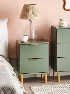 Beliani Szafka nocna 2 szuflady WALPOLE Zielony 2