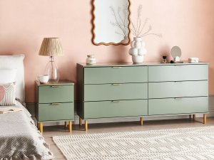 Beliani Szafka nocna 2 szuflady WALPOLE Zielony 4