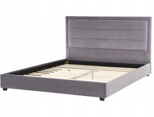 Beliani Łóżko wodne Welur ROUEN 180 x 200 cm Ciemnoszary 6