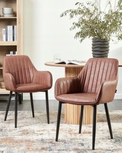 Beliani Zestaw 2 krzeseł do jadalni WELLSTON Brązowy 2