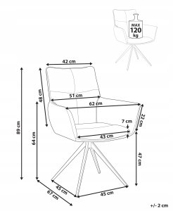 Beliani Krzesło do jadalni Obrotowy CORBIE Złamana biel 3