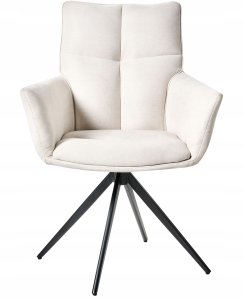 Beliani Krzesło do jadalni Obrotowy CORBIE Złamana biel 4