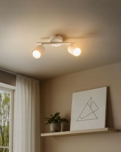 Lampa sufitowa Beliani Lampa spot 2-punktowa NYANDO Metal Biały 2