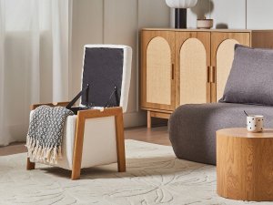 Beliani Puf ze schowkiem EDLAND Boucle 45 cm 43 cm Biały 4