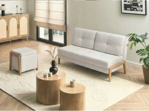 Beliani Puf ze schowkiem EDLAND Boucle 45 cm 43 cm Biały 5