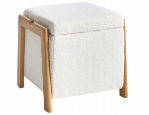 Beliani Puf ze schowkiem EDLAND Boucle 45 cm 43 cm Biały 6