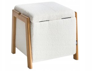 Beliani Puf ze schowkiem EDLAND Boucle 45 cm 43 cm Biały 9