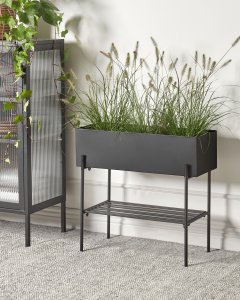 Beliani Doniczka na nóżkach VINCA Metal 70 cm Czarny 4