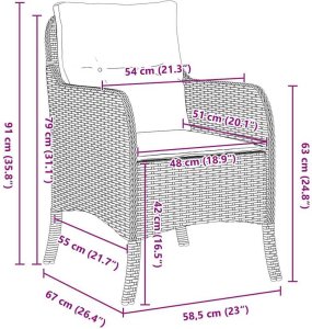 Ambiance Zestaw do jadalni w ogrodzie z poduszką 5 pcs Szary polirattan 10
