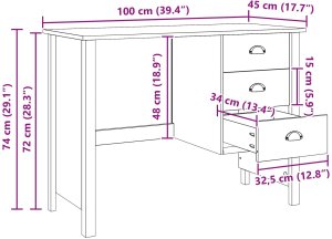 Biurko vidaXL Białe 100 cm x 45 cm 9