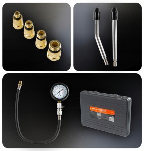 Powermat MIERNIK CIŚNIENIA SPRĘŻANIA BENZYNA TESTER POZIOMU KOMPRESJI SILNIKA ZESTAW 3