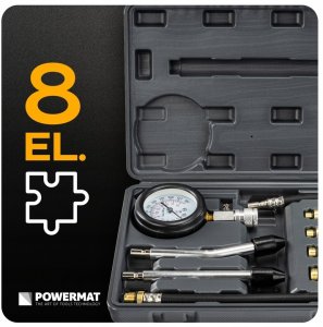 Powermat MIERNIK CIŚNIENIA SPRĘŻANIA BENZYNA TESTER POZIOMU KOMPRESJI SILNIKA ZESTAW 6