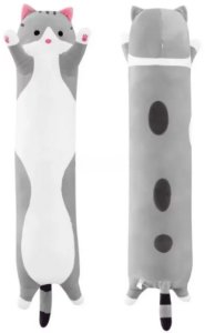 Pan i Pani Gadżet Maskotka dla dziecka długi kotek pluszak przytulanka XXL 50CM SZARY 5