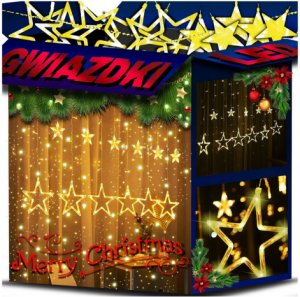 Lampki choinkowe Multimix.pl Kurtyna świetlna gwiazdki LED choinkowe święta na choinkę ciepłe 120 4,7m 2