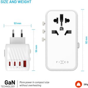 Fixed Adapter podróżny Voyager70W  biały 8