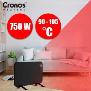 Grzejnik Cronos Grzejnik elektryczny na podczerwień 750W Panel promiennik IR Cronos MT750TWP Full Black WiFi 3