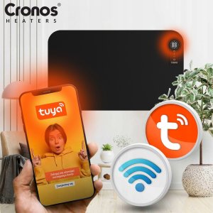 Grzejnik Cronos Grzejnik elektryczny na podczerwień 750W Panel promiennik IR Cronos MT750TWP Full Black WiFi 9