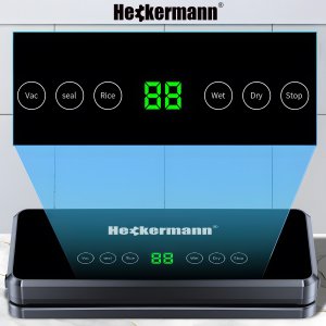 Heckermann Zgrzewarka próżniowa automatyczna do pakowania jedzenia + folie Heckermann 3600 Czarna Pakowarka żywności 140W 5