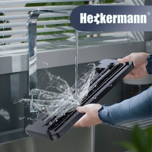 Heckermann Zgrzewarka próżniowa automatyczna do pakowania jedzenia + folie Heckermann 3600 Czarna Pakowarka żywności 140W 6