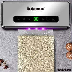 Heckermann Zgrzewarka próżniowa automatyczna do pakowania jedzenia + folie Heckermann 3700 Srebrna Pakowarka żywności 140W 3