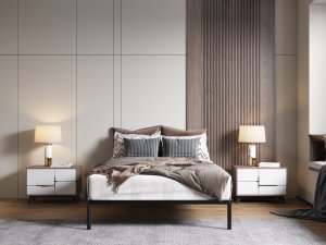 Auping Stelaż Łóżka BED ALU 140x200 Metalowy Drewniane Listwy Nowoczesny CZARNY 3