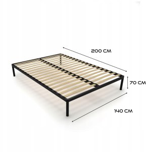 Auping Stelaż Łóżka BED ALU 140x200 Metalowy Drewniane Listwy Nowoczesny CZARNY 5